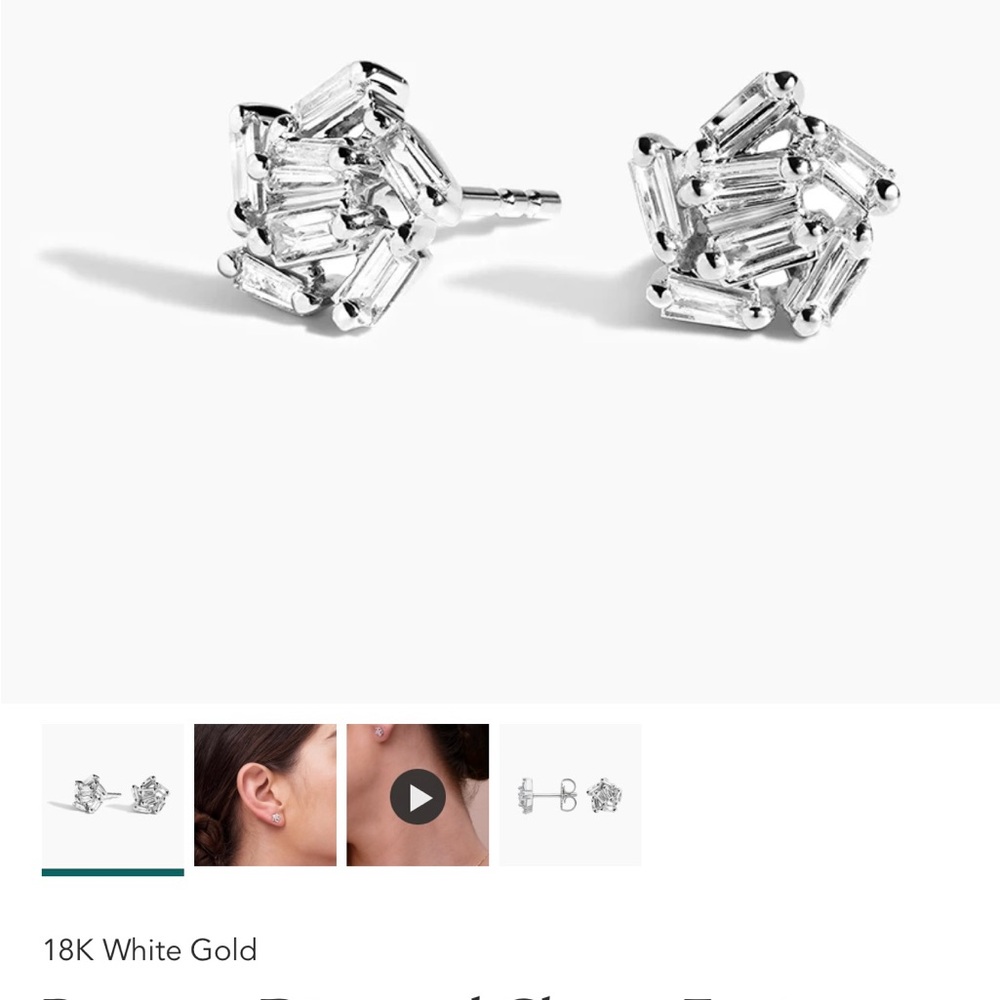 Elegant White Gold Baguette Earrings